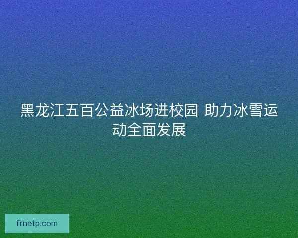 黑龙江五百公益冰场进校园 助力冰雪运动全面发展